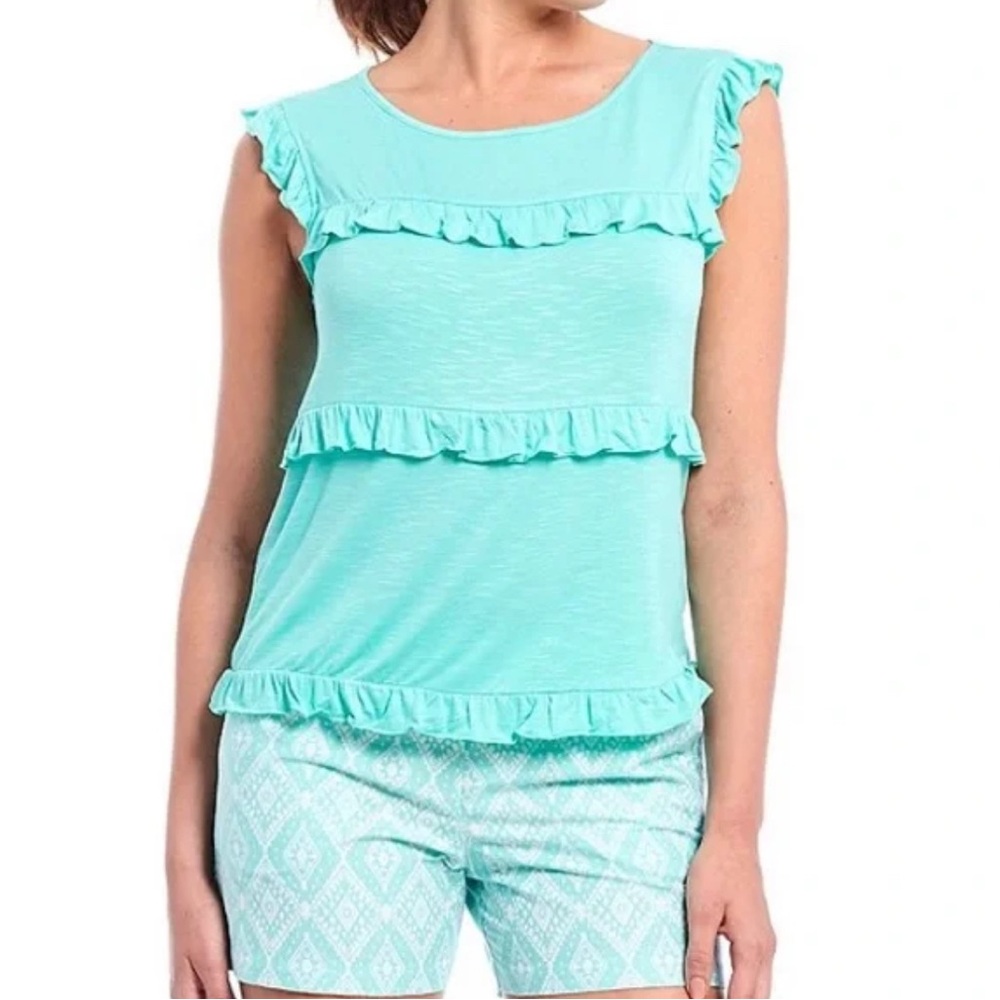 Last Chance 🚨 Southern Tide Turquoise Women's Green Ruffle Top